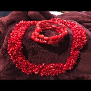 Red Coral Necklace and Bracelet